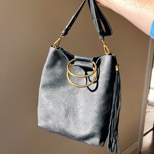NWOT Athropologie “Embroidered” Vegan Leather Bag